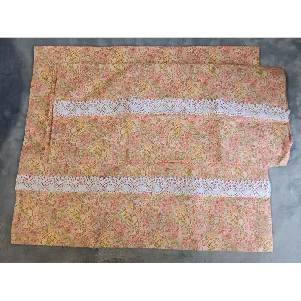 2 Handmade New Queen Pillowcases Pink Pastel Paisley 33x19.5